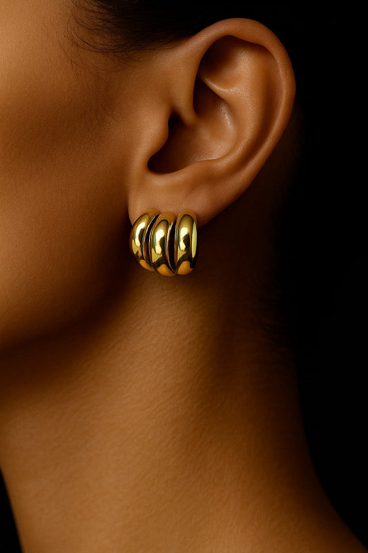 Chunky 3 Ring Demi Hoops