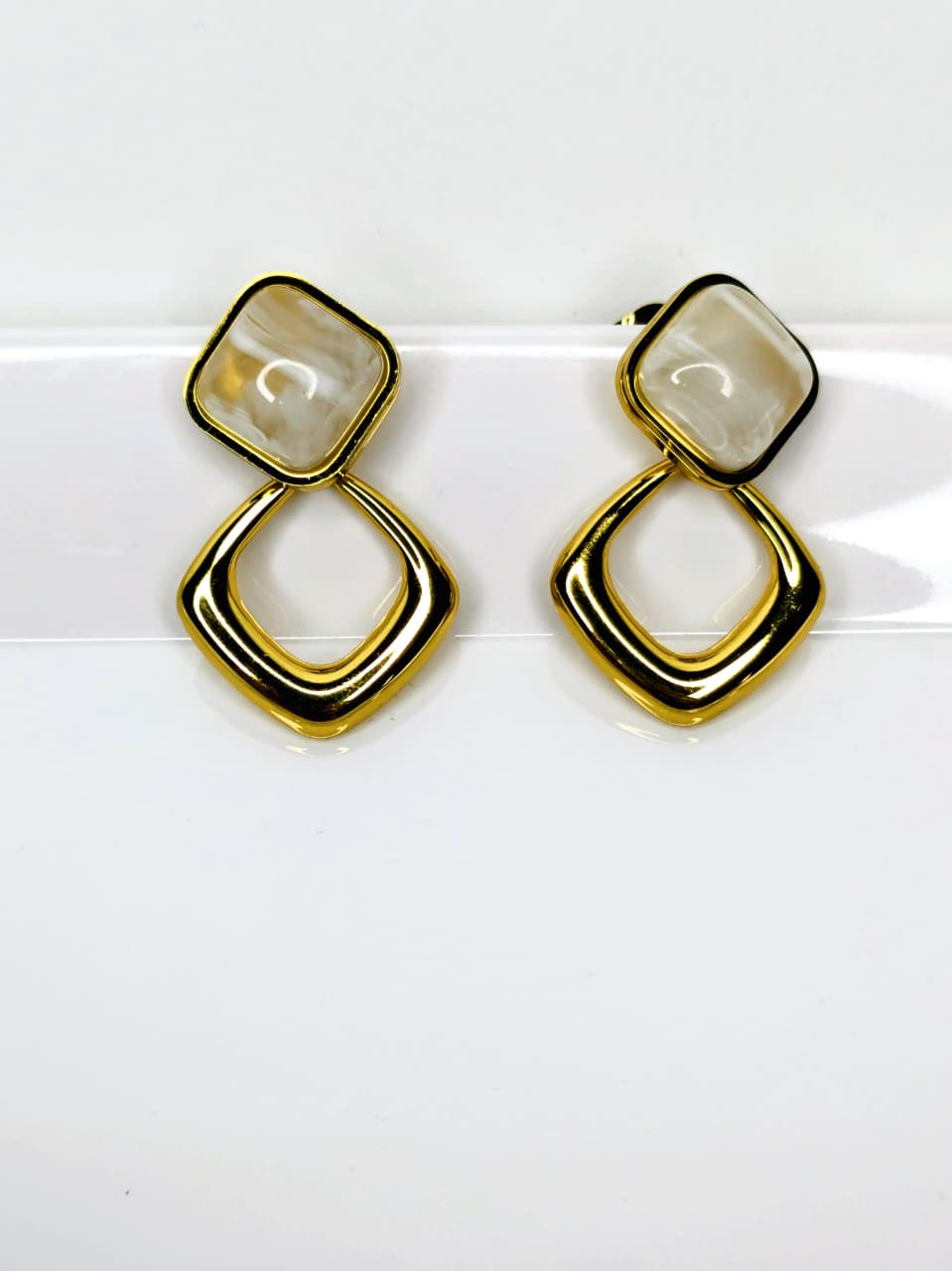 White Marble Danglers