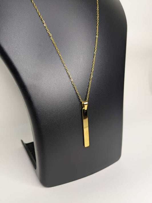 Men's Gold Bar Pendant and Chain