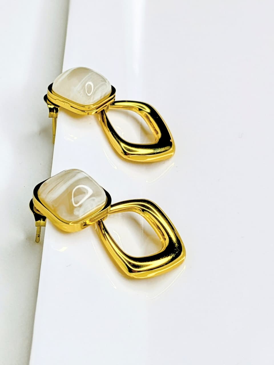 White Marble Danglers