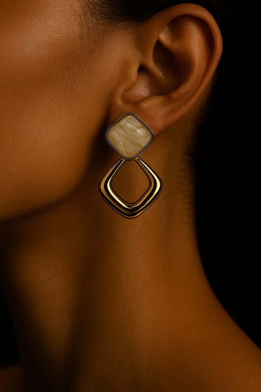 White Marble Danglers