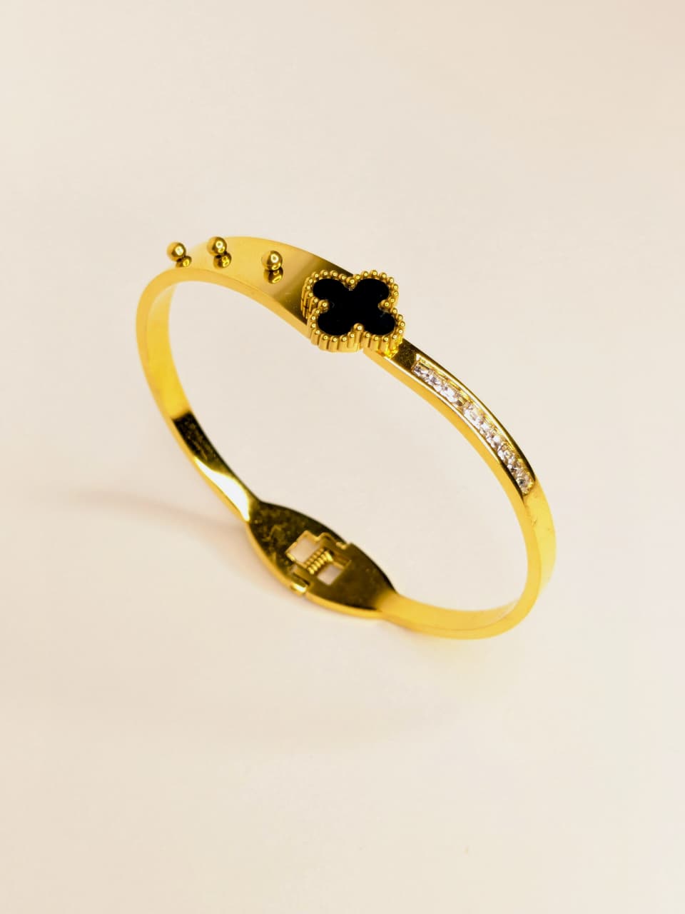 Clover Stone Studded Bangle Bracelet