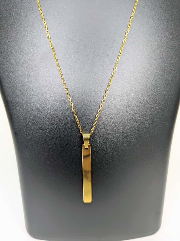 Men's Gold Bar Pendant and Chain
